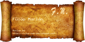 Fülöp Marián névjegykártya